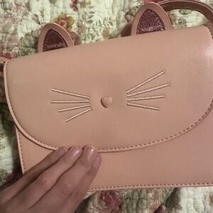 Cat Ears Pink Face Heart Whisker Purse Crossbody Bag